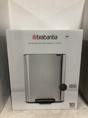 BRABANTIA BO PEDAL BIN WITH 2 INNER BUCKETS 2 X 30 LITRE MINERAL CONCRETE GREY RRP- £265