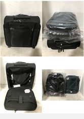 3 X ASSORTED TRAVEL/BAGS TO INCLUDE JOHN LEWIS VIENNA UNDERSEAT CASE BLACK FABRIC SMALL 2-WHEELER