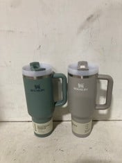 2 X STANLEY QUENCHER H2.0 TUMBLERS 1 X SAGE GREEN, 1 X STONE GREY