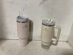 2 X STANLEY QUENCHER H2.0 TUMBLERS 1 X PALE PINK, 1 X CREAM