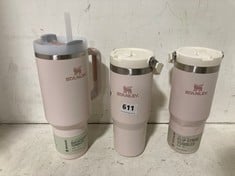 2 X STANLEY PLIP STRAW TUMBLERS PALE PINK TO INCLUDE STANLEY QUENCHER H2.0 TUMBLR PAE PINK