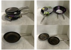 5 X ASSORTED KITCHEN PANS TO INCLUDE EAZIGLIDE NEVER STICK 3 PROFESSIONAL 28CM WOK BLACK