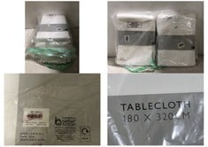 4 X JOHN LEWIS WHITE TABLE CLOTHS 3 X SIZE 180 X 320CM, 1 X SIZE 140 X 180CM