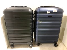 2 X JOHN LEWIS ANYDAY TRAVEL CASES SMALL HARDSHELL SPINNERS 1 X BLACK, 1 X DARK BLUE