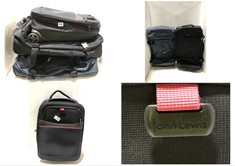 3 X ASSORTED TRAVEL BAGS TO INCLUDE JOHN LEWIS BLACK FABRIC 2-WHEELER