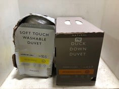 JOHN LEWIS SOFT TOUCH WASHABLE DUVET DOUBLE 10.5TOG TO INCLUDE JOHN LEWIS NATURAL DUCK DOWN KING SIZE DUVET 4.5+9TOG