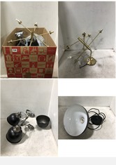 BOX OF ASSORTED JOHN LEWIS LIGHTING TO INCLUDE BALDWIN 3-LIGHT CEILING LIGHT STAINLESS STEEL WITH BACK SHADES