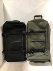 2 X JOHN LEWIS TRAVEL BAGS 2-WHEELER 1 X BLACK, 1 X KHAKI GREEN