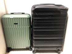 JOHN LEWIS ANYDAY TRAVEL CASE BLACK HARDSHELL MEDIUM/LARGE SPINNER TO INCLUDE JOHN LEWIS TRAVEL CASE GREEN HARDSHELL SMALL SPINNER