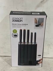 JOSEPH JOSEPH ELEVATE KNIVES SLIMBLOCK 5-PIECE KNIFE BLOCK SET TO INCLUDE JOSEPH JOSEPH BOX 10-PIECE DRAWER ORGANISER SET(18+ PROOF OF ID)