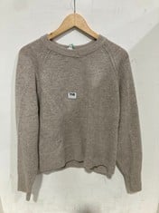 JOHN LEWIS LOFTY RAGLAN CREW NECK KNIT SWEATER BEIGE SIZE 16 RRP- £110