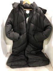 JOHN LEWIS DETACHABLE HOOD LONG THICK PADDED COAT BLACK SIZE 14