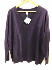 JOHN LEWIS CASHMERE V-NECK SWEATER DARK PURPLE SIZE 20 RRP- £99