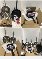 6 X ASSORTED KITCHEN PANS TO INCLUDE TOWER SMART START 30CM ALUMINIUM FRYING PAN