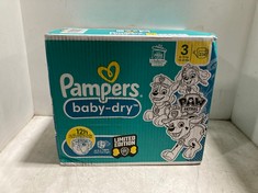 2 X BOXES OF PAMPERS NAPPIES 1 X NEW BABY SIZE 2 240-PACK, 1 X BABY-DRY SIZE 3 234-PACK