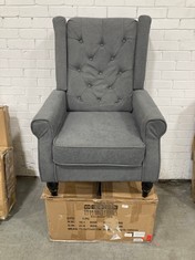 HOMCOM RETRO WINGBACK ACCENT CHAIR IN GREY FABRIC - MODEL NO. 833-695V71CG - RRP £156 (ZONE 2)