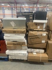 PALLET OF ASSORTED SMASHED APPLIANCES TO INCLUDE ELECTRIQ 60CM TOUCH CONTROL COOKER HOOD - MODEL NO. EIQ60TOUCHSLIMHEA (ALL SMASHED / BROKEN) (ZONE 3) (KERBSIDE PALLET DELIVERY)