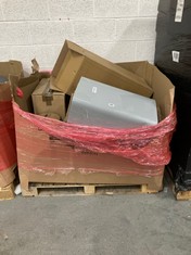 PALLET OF ASSORTED ITEMS TO INCLUDE LIGHT GREY METAL BIN (ZONE 4) (KERBSIDE PALLET DELIVERY)