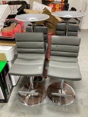 SET OF 6 BAR STOOLS IN DARK GREY FAUX LEATHER (ZONE 4) (KERBSIDE PALLET DELIVERY)