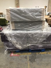 SMALL DOUBLE BED BASE IN GREY TO INCLUDE SUPER KING SIZE BED BASE WITH HEADBOARD IN PURPLE (ZONE 4) (KERBSIDE PALLET DELIVERY)