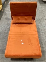 JOLA VELVET FOLDABLE SINGLE SOFA BED IN RUST ORANGE - RRP £250 (ZONE 1)