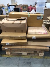 PALLET OF ASSORTED ITEMS TO INCLUDE DAHLIA HIGH BAR TABLE AND STOOL IN GREY (BOX 1/2, PART ONLY) (ZONE 4) (KERBSIDE PALLET DELIVERY)