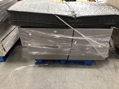 KING SIZE DIVAN BED BASE IN DARK GREY FABRIC TO INCLUDE DOUBLE SPRING MATTRESS IN DARK GREY (ZONE 5) (KERBSIDE PALLET DELIVERY)