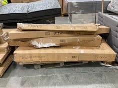 PALLET OF ASSORTED FURNITURE / PARTS TO INCLUDE VIDA DESIGNS LIBSON DOUBLE BED FRAME IN SHINY BLACK (PART) (ZONE 5) (KERBSIDE PALLET DELIVERY)