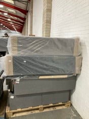 3 X ASSORTED BED BASES / PARTS TO INCLUDE DOUBLE DIVAN BED BASE IN GREY FABRIC (PART ONLY) (ZONE 5) (KERBSIDE PALLET DELIVERY)