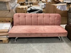 3 SEATER FOLD OUT CLIC CLAC SOFA BED IN PINK VELVET