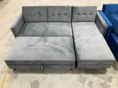 DESTIN 3 SEATER SOFA WITH STORAGE CHAISE TO INCLUDE STORAGE OTTOMAN IN GREY VELVET - RRP £700 (ZONE 1)