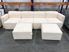 TESSA MODULAR 4 SEATER SOFA IN CREAM TO INCLUDE 2 X TESSA MODULAR OTTOMAN - TOTAL LOT RRP £1199 (ZONE 7)