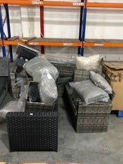 QTY OF ASSORTED RATTAN FURNITURE PARTS TO INCLUDE 3 SEATER END RATTAN SOFA PART IN BLACK (PARTS ONLY) (ZONE 7) (KERBSIDE PALLET DELIVERY)