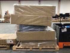 PALLET OF ASSORTED BED BASES / PARTS TO INCLUDE KING SIZE DIVAN BED BASE IN BLACK FABRIC (PART) (ZONE 8) (KERBSIDE PALLET DELIVERY)