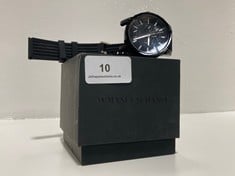 ARMANI EXCHANGE AX1326 CHRONOGRAPH MENS RUBBER BLACK STRAP WRIST WATCH WITH BLACK PVD CASE AND BLACK DIAL COLOUR RRP- £139 (PIN MISSING ON STRAP)