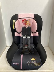 NANIA DISNEY PRINCESS CHILD HIGHBACK CAR SEAT ISOMAX S-SIZE - BLACK/PINK - MODEL NO. R44