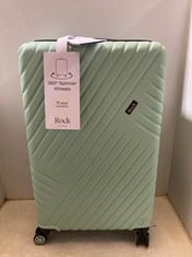 ROCK LUGGAGE SANTIAGO HARDSHELL 8 WHEEL CARRY ON CASE LUGGAGE SUITCASE IN GREEN