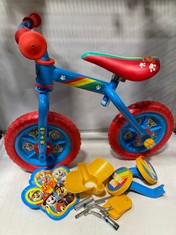 4 X ASSORTED KIDS TOYS TO INCLUDE PAW PATROL 2 IN 1 10 INCH TRAINING BIKE