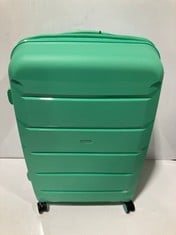 ROCK TULUM 8 WHEEL LARGE HARD SHELL TRAVEL LUGGAGE SUITCASE IN TURQUOISE - RRP £100