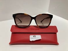 GUESS DARK HAVANA SQUARE SUNGLASSES IN RED CASE RRP- £115