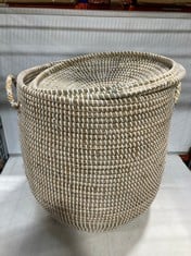 LA REDOUTE INTERIEURS NATALA 58CM HIGH WOVEN BASKET WITH LID GMY729 - RRP £70