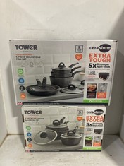 TOWER 5 PIECE CERASTONE PAN SET TO INCLUDE TOWER 3 PIECE CERASTONE PAN SET