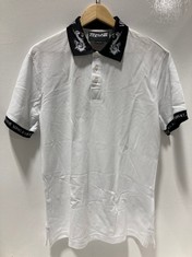 VERSACE JEANS COUTURE S WATERCOLOR COLLAR SLIM FIT POLO T-SHIRT WHITE SIZE M RRP- £240