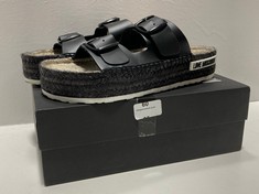 LOVE MOSCHINO WOVEN CHUNKY DOUBLE STRAP SANDALS BLACK SIZE 6 RRP- £176