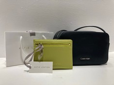 CALVIN KLEIN CROSSBODY BAG BLACK TO INCLUDE KATIE LOXTON PURSE LIME GREEN