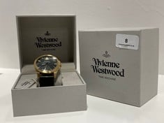 VIVIENNE WESTWOOD VV063GRGD CAMDEN MENS GREEN STRAP WRIST WATCH, 50M WATER RESISTANT WITH ROUND GOLD CASE COVER, DARK GREEN ANALOGUE FACE WITH WHITE/GOLD BATON DIAL MARKERS RRP- £250