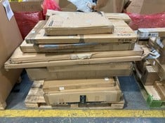 PALLET OF ASSORTED FURNITURE TO INCLUDE FULLA BOARD WITH METAL DESK IN BEECH + BLACK (KERBSIDE PALLET DELIVERY)