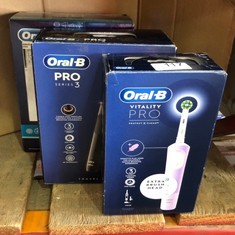 QUANTITY OF HEALTH & BEAUTY ITEMS TO INCLUDE ORAL-B PRO 3 ELECTRIC TOOTHBRUSHES FOR ADULTS, GIFTS FOR WOMEN / MEN, 1 CROSS ACTION TOOTHBRUSH HEAD & TRAVEL CASE, 3 MODES WITH TEETH WHITENING, 2 PIN UK