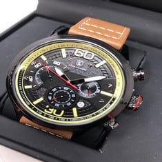 MENS LOUIS LACOMBE CHRONOGRAPH WATCH - 3 SUBDIALS - SOFT TOUCH STRAP - EST £395: LOCATION - A