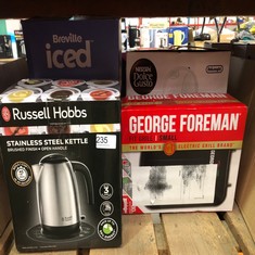 QUANTITY OF KITCHEN & APPLIANCES ITEMS TO INCLUDE RUSSELL HOBBS BRUSHED STAINLESS STEEL & BLACK ELECTRIC 1.7L CORDLESS KETTLE WITH BLACK HANDLE (FAST BOIL 3KW, REMOVABLE WASHABLE ANTI-SCALE FILTER, P